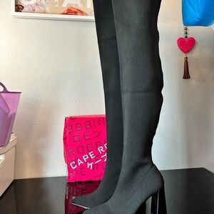Over-the-Knee Black Stretch Sock Boots - Womens size 10
